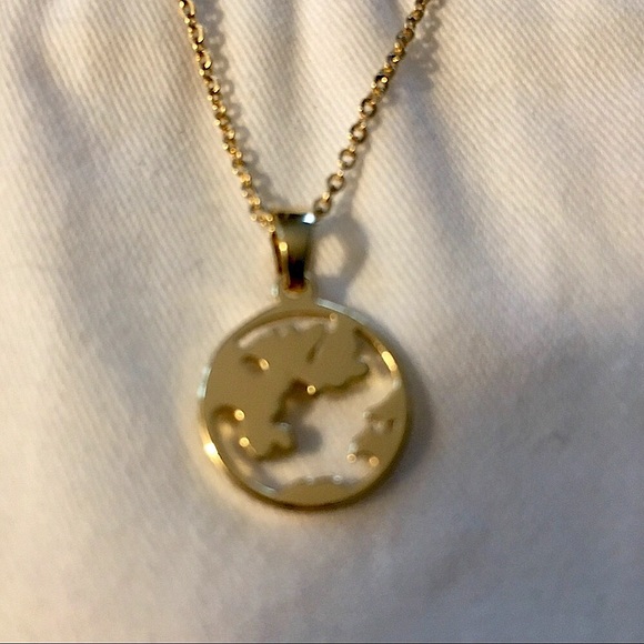 New! Gold Plated Earth Necklace by I am - Picture 2 of 16